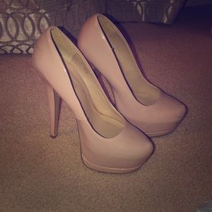 Tan platform heels